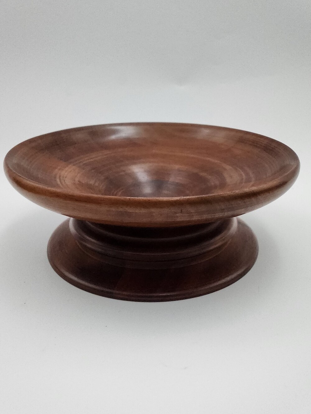Mid-Century Modern Real Walnut Wood Small Pedestal Serving Bowl